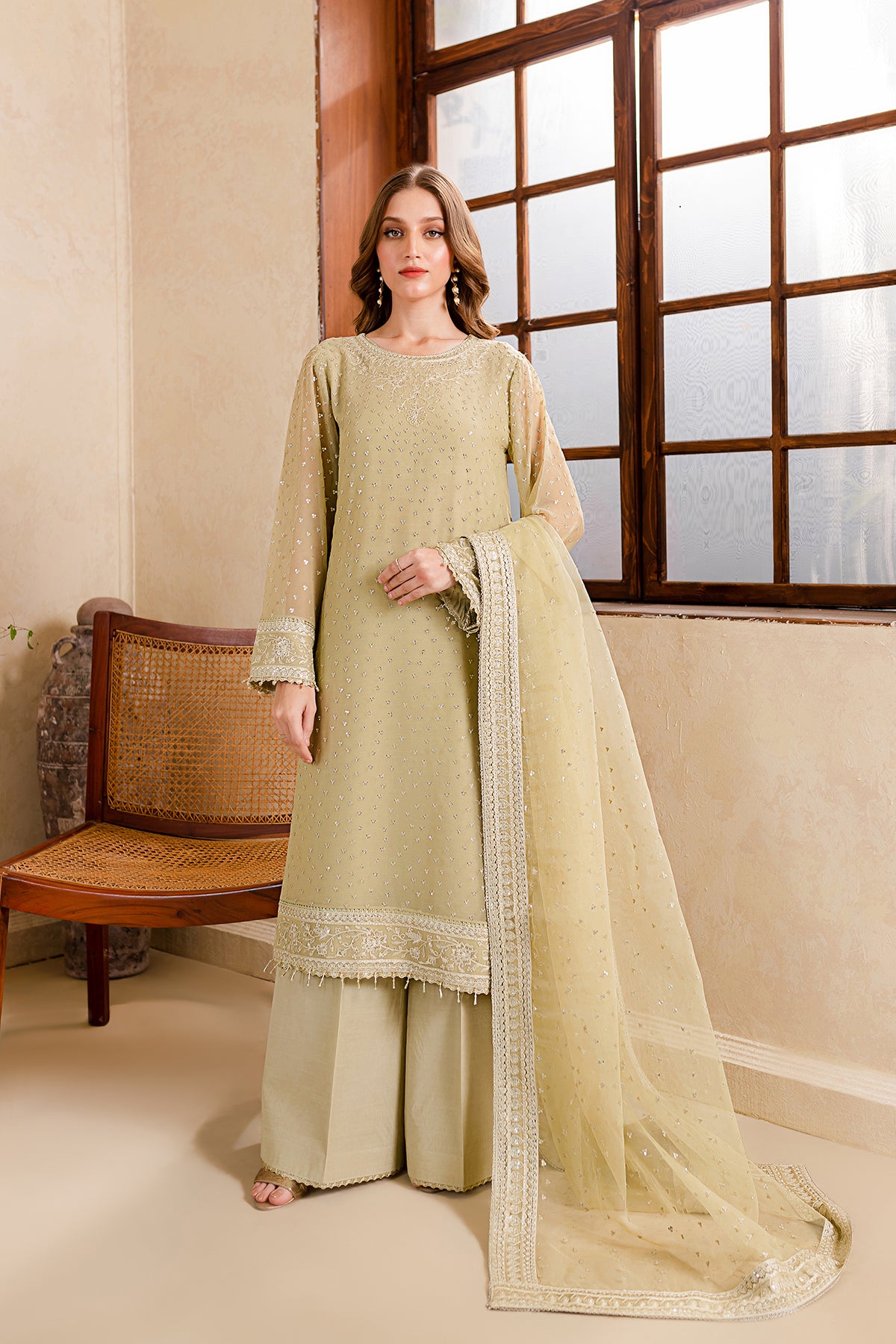 Green Embroidered Pakistani Sharara Suit Latest 2537SL03